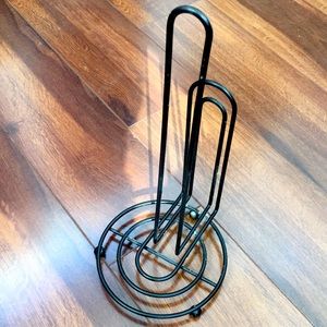 Paper Towel Holder. Approx. 6” across and 12” height. Black